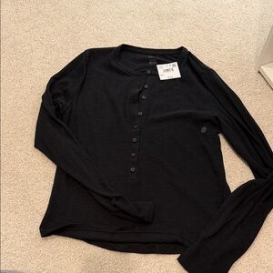Black Long Sleeve Henley Shirt